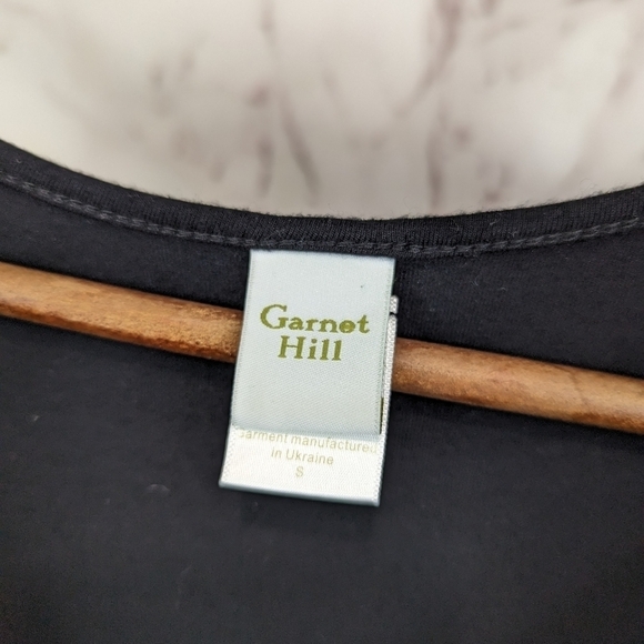 Garnet Hill Dress Small Black Tank Ruffle Stretch Sleeveless Jersey Viscose V - Picture 3 of 13